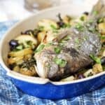 whole roast bream with olives