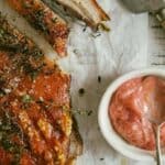pork belly with rhubarb and apple sauce