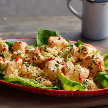 coronation chicken on a serving dish